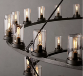 Ondra Round Two-Tier Clear Glass Chandelier 72"